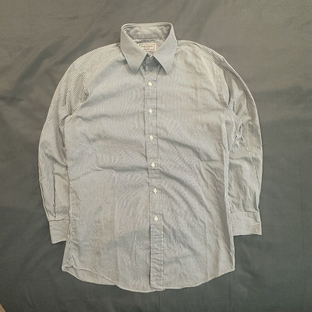 Vintage 90s Paul Stuart Shirt Mens Striped Dress Long Sleeve Made in USA